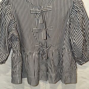 Velvet Heart Black and White Striped Blouse
